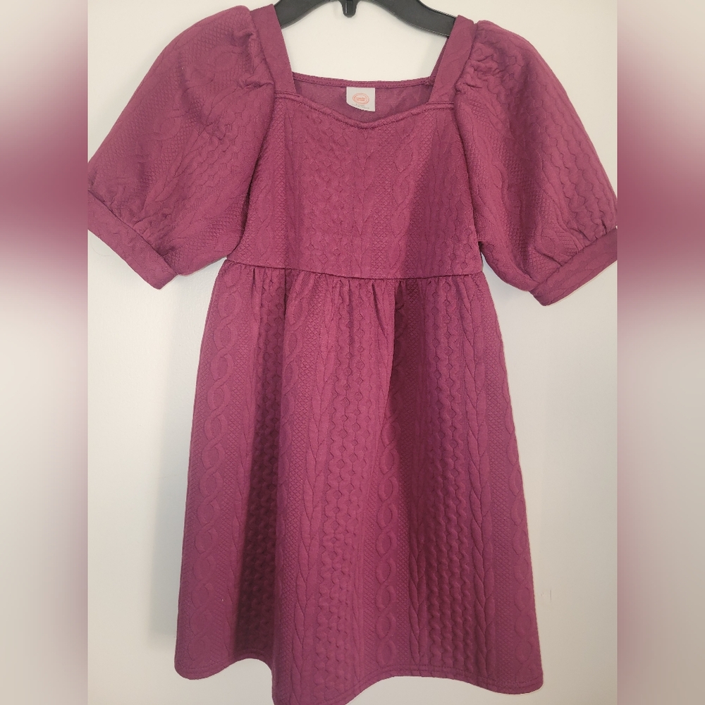 Wonder Nation Purple A-Line Dress with Puff Sleeves